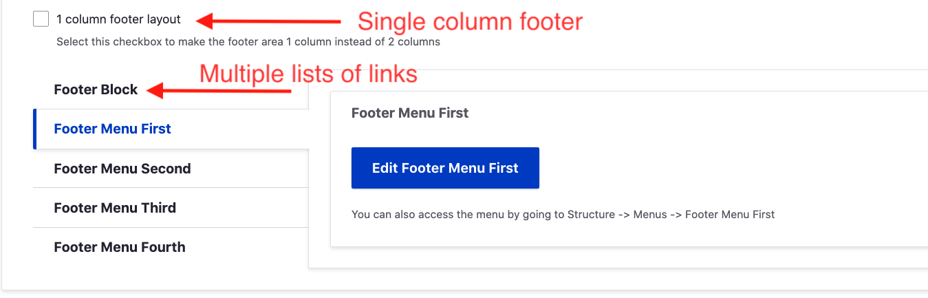 drupal footer layout options screenshot